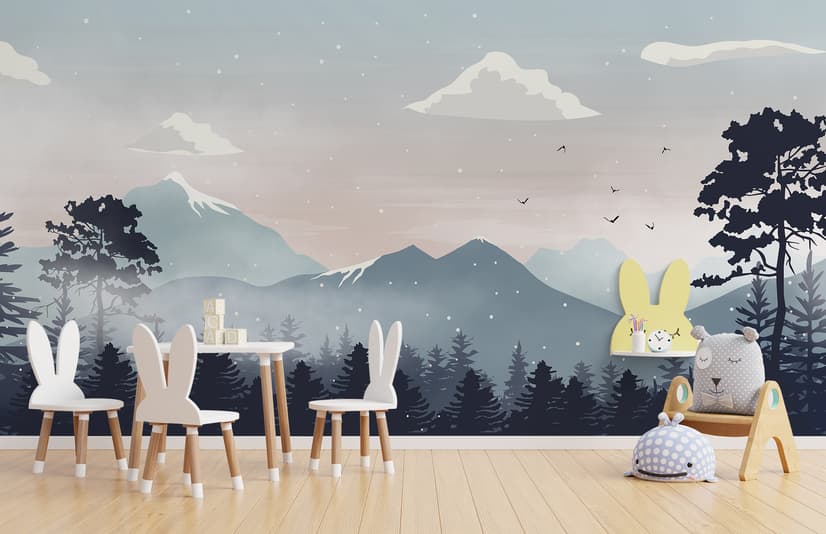 Kids Mountain Landscape with Snow Wallpaper Mural