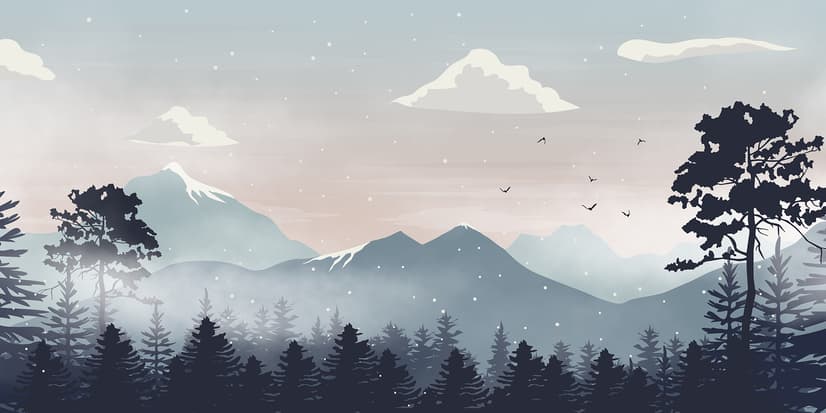 Kids Mountain Landscape with Snow Wallpaper Mural