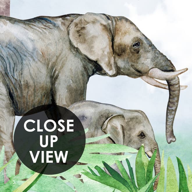Kids Tropical Forest with Cute Safari Animals Wallpaper Mural