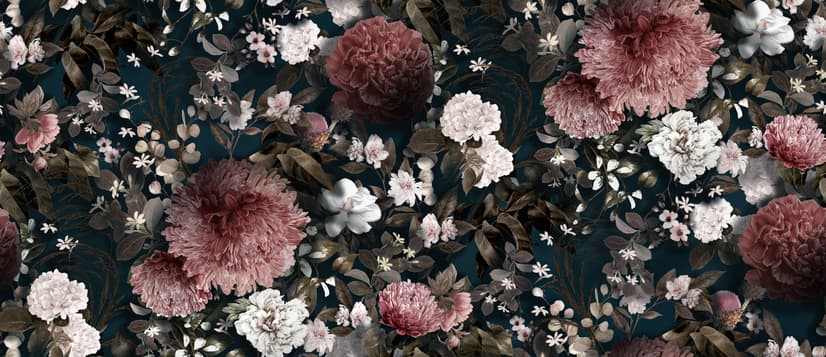 Vintage Dark Florals Wallpaper Mural
