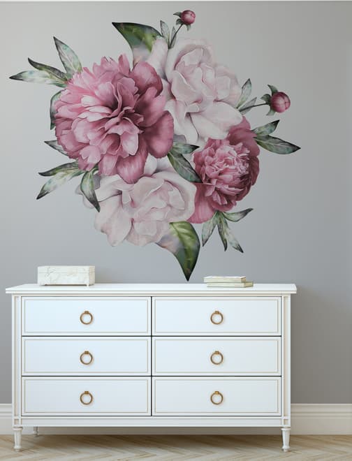 3D Dutch Floral Peony Flower Bouqet Wall Decal Sticker