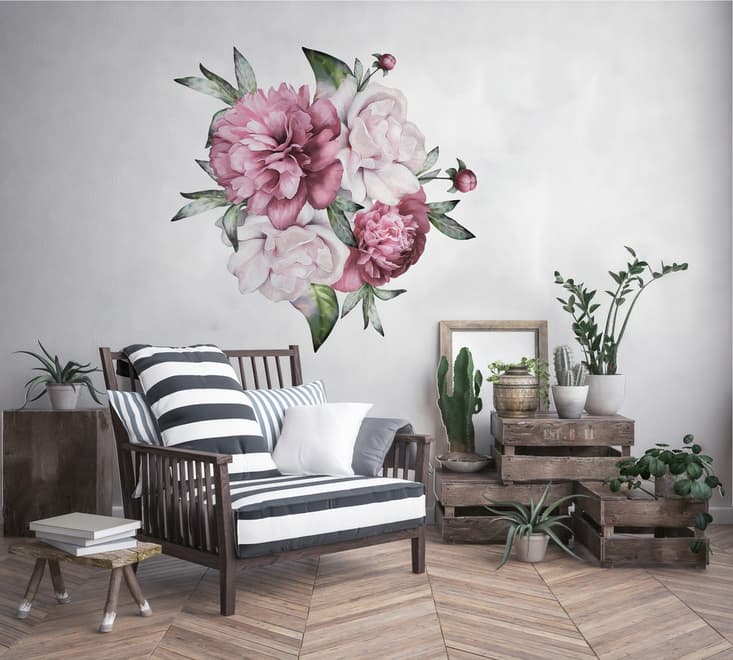 3D Dutch Floral Peony Flower Bouqet Wall Decal Sticker