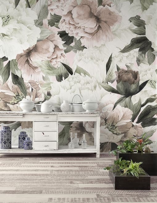 Dutch Pink Peony Floral Wallpaper Mural