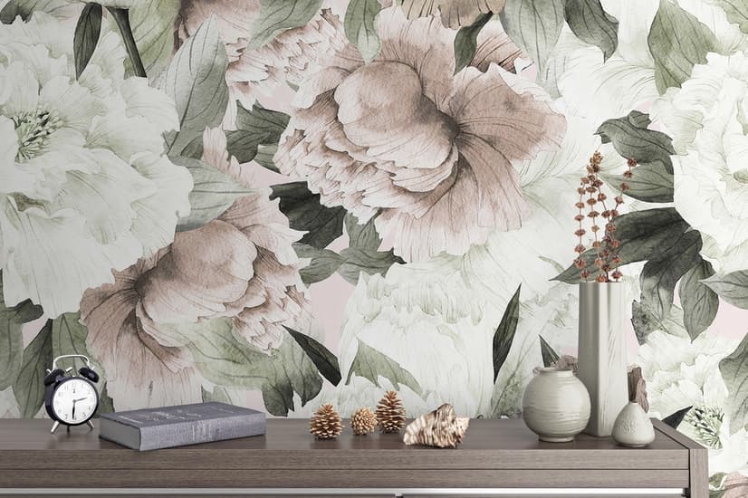 Dutch Pink Peony Floral Wallpaper Mural