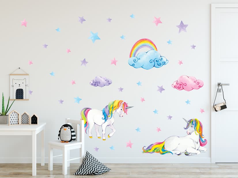Cute Unicorn with Rainbow Wall Decal Sticker