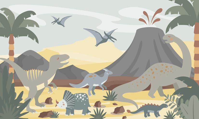 Kids Soft Dinosaurs Wallpaper Mural