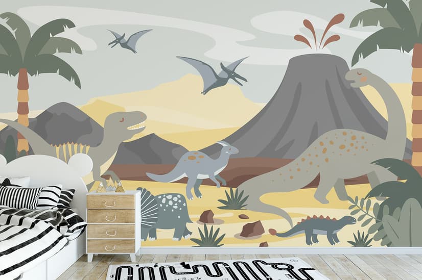 Kids Soft Dinosaurs Wallpaper Mural
