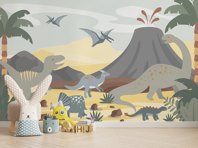 Kids Soft Dinosaurs Wallpaper Mural