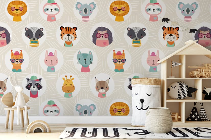 Papier peint animaux de safari mignons motif pour enfants