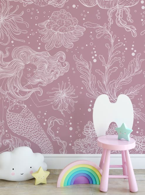 Papier peint sirène sous-marine pour enfants