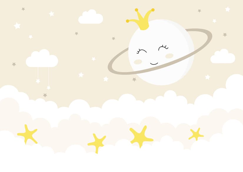 Nursery Soft Moon with White Cloud in the  Sky Wallpaper Mural
