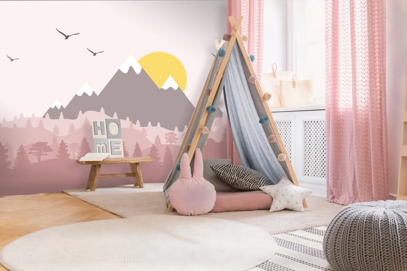 Kids Mountain Landscape with Trees Wallpaper Mural