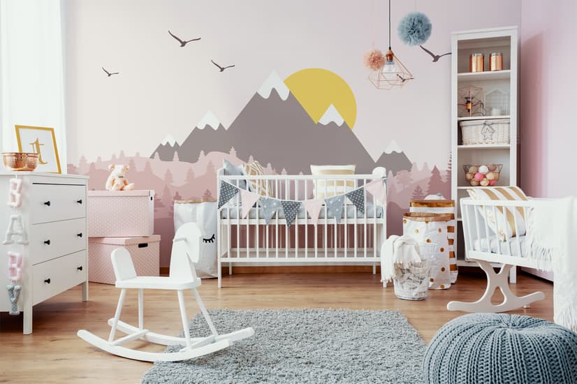 Kids Mountain Landscape with Trees Wallpaper Mural