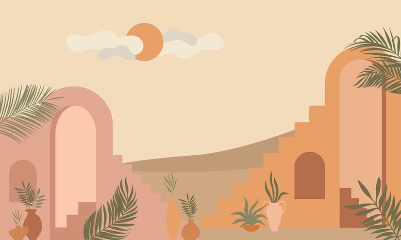 Abstract Desert Art with Stairs Wallpaper Mural
