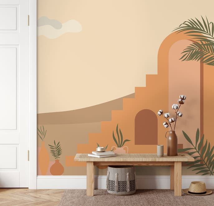 Abstract Desert Art with Stairs Wallpaper Mural