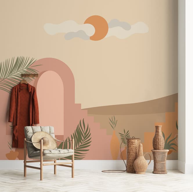 Abstract Desert Art with Stairs Wallpaper Mural