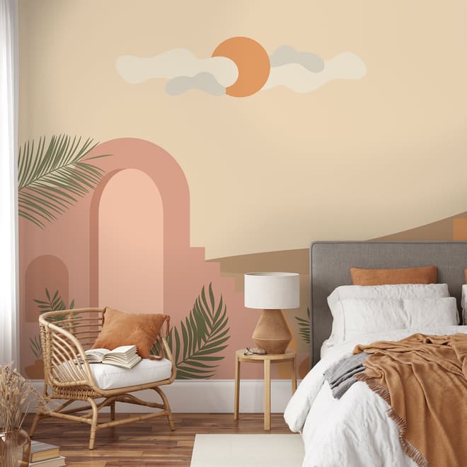 Abstract Desert Art with Stairs Wallpaper Mural