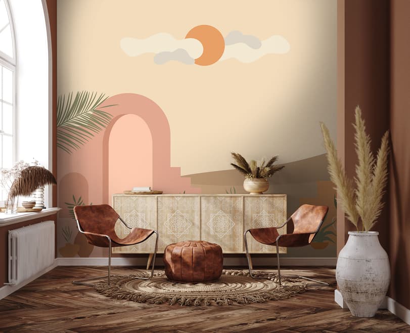 Abstract Desert Art with Stairs Wallpaper Mural