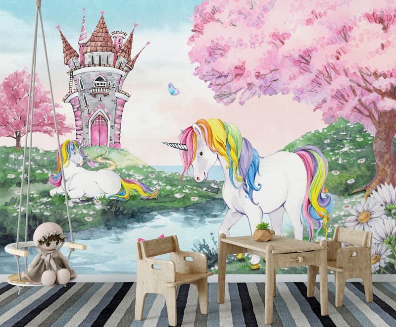 Kids Magical Unicorn Forest Wallpaper Mural