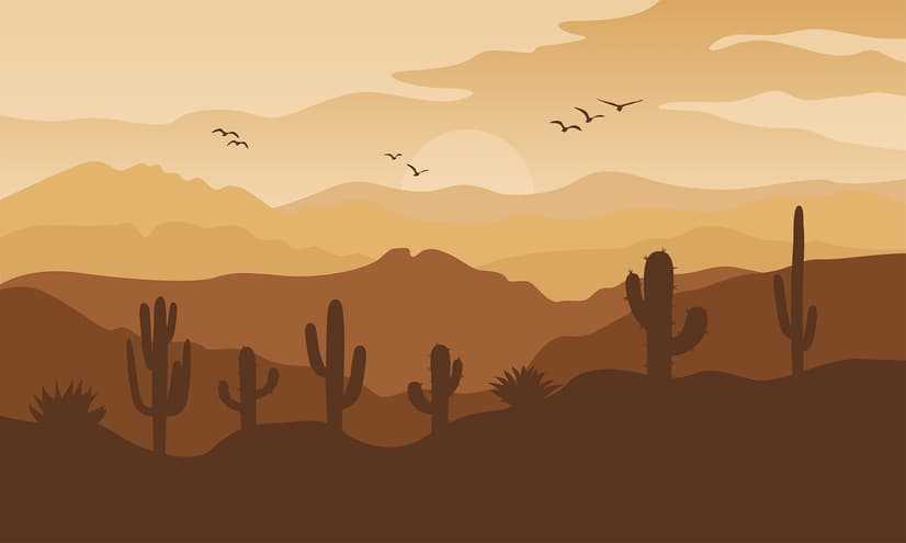 Monochrome Desert Landscape Wallpaper Mural