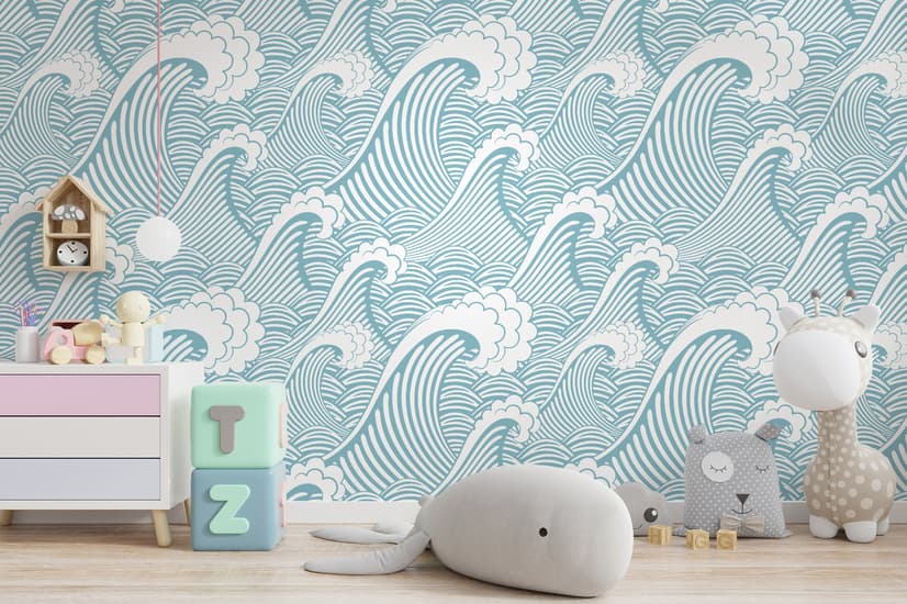Kids Ocean Wave Pattern Wallpaper Mural