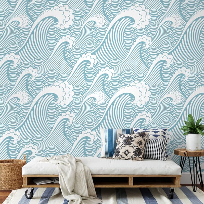 Kids Ocean Wave Pattern Wallpaper Mural