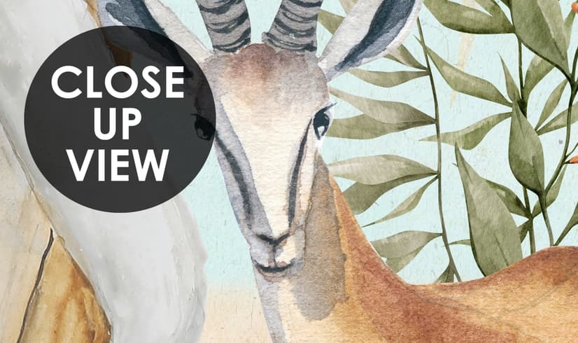 Watercolor Safari Animals in Forest Wallpaper Mural