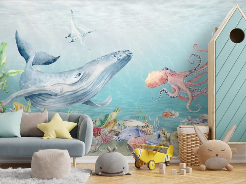 Kids Cute Whale Undersea Wallpaper Murals