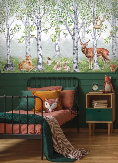 Kids Woodland Animals in the Forest Wallpaper Mural