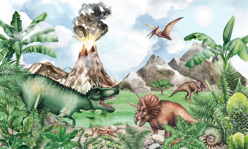 Kids Dinosaur with Trex Jurassic World Wallpaper Mural