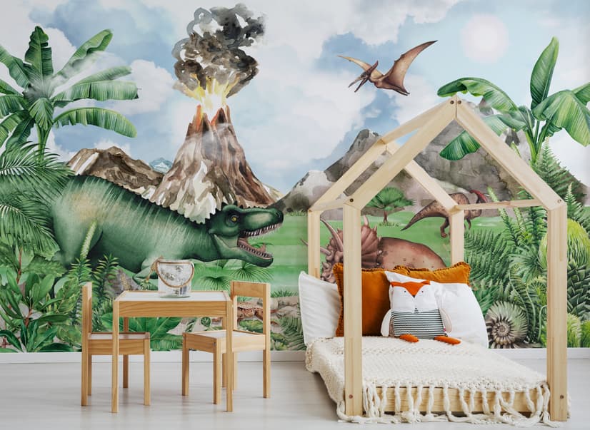 Kids Dinosaur with Trex Jurassic World Wallpaper Mural