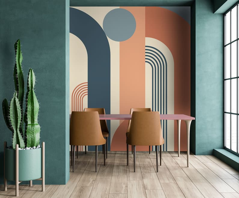 Geometric Arch with Shapes Wallpaper Mural