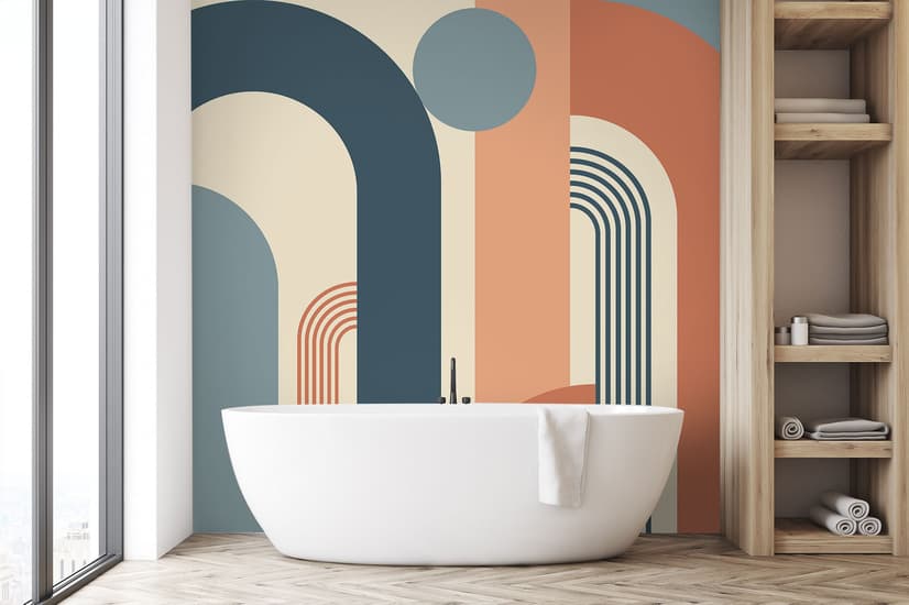 Geometric Arch with Shapes Wallpaper Mural