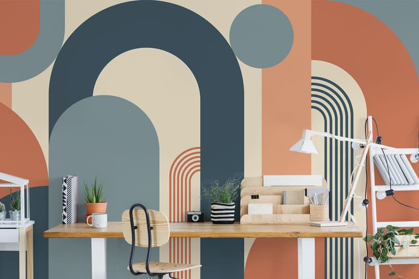 Geometric Arch with Shapes Wallpaper Mural