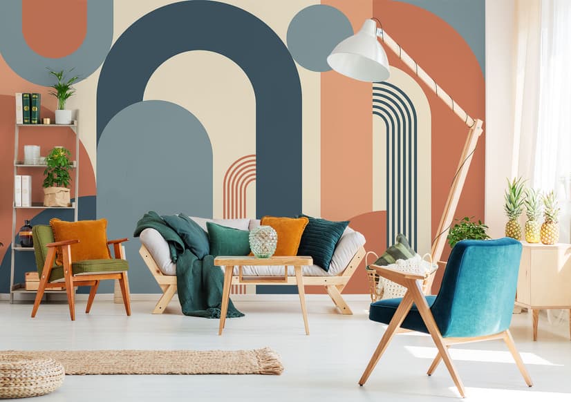 Geometric Arch with Shapes Wallpaper Mural