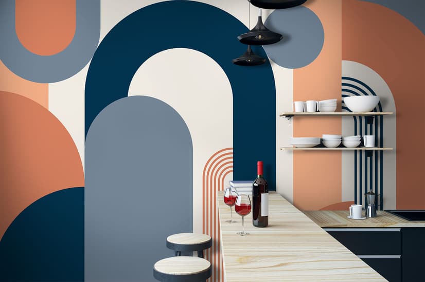 Geometric Arch with Shapes Wallpaper Mural