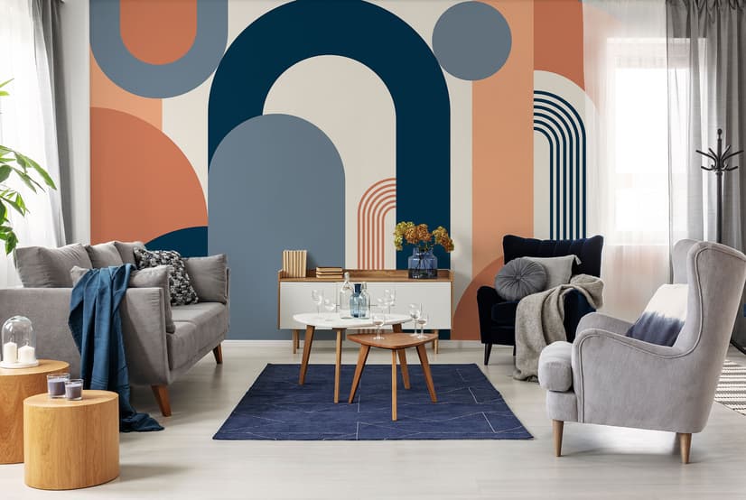 Geometric Arch with Shapes Wallpaper Mural