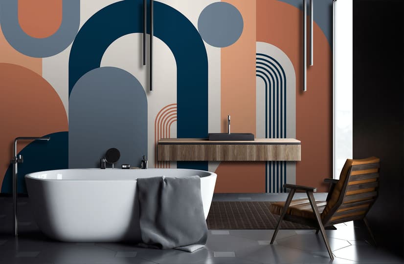 Geometric Arch with Shapes Wallpaper Mural