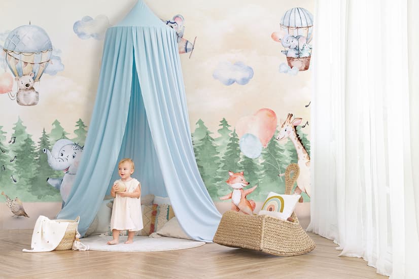 Kids Cute Animals Dancing in the Forest Wallpaper Mural