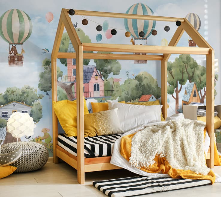 Cute Flying Animals with Treehouse for Kids Nursery Wallpaper Mural
