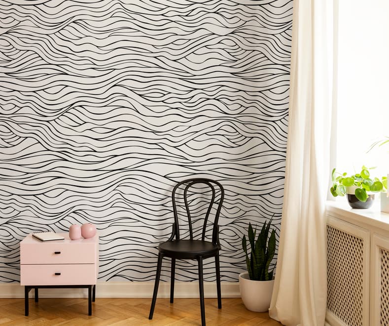 Papier peint abstrait minimaliste noir et blanc