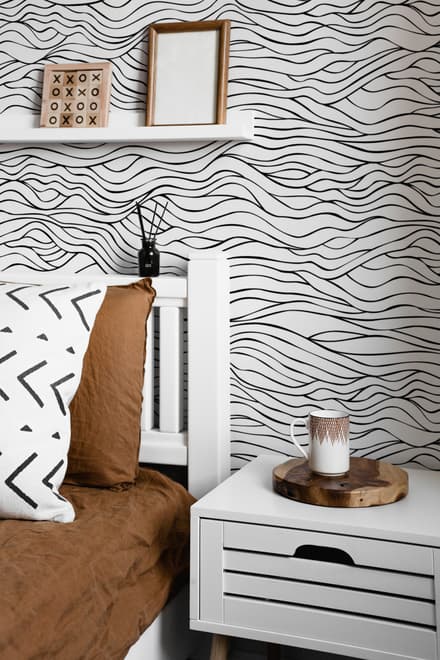 Black and White Minimalistic Abstract Line Art Wallpaper