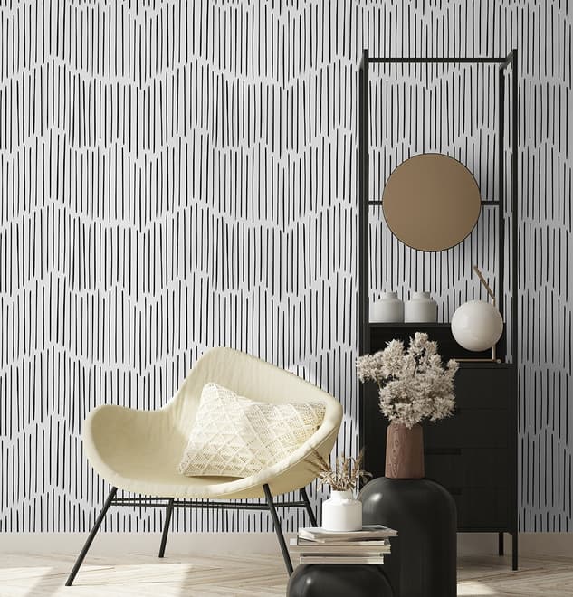 Black and White Minimalist Chevron Lines Wallpaper Mural