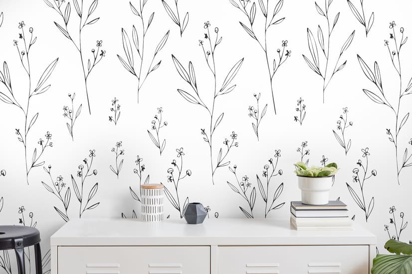 Minimal and Modern Field Plants Art Wallpaper Mural