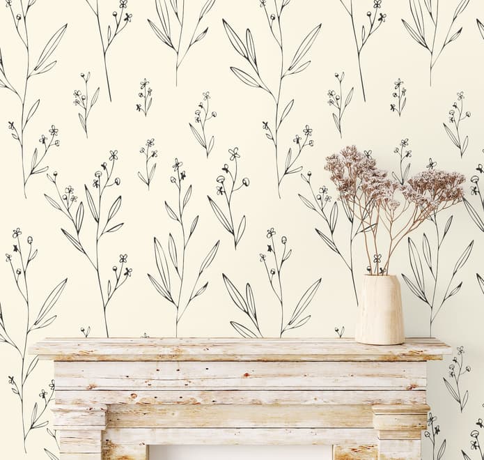 Minimal and Modern Field Plants Art Wallpaper Mural