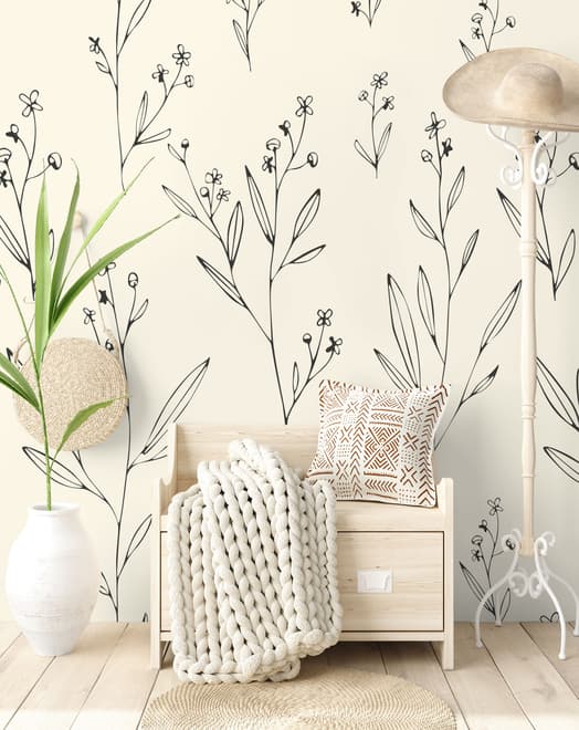 Minimal and Modern Field Plants Art Wallpaper Mural