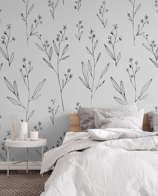 Minimal and Modern Field Plants Art Wallpaper Mural