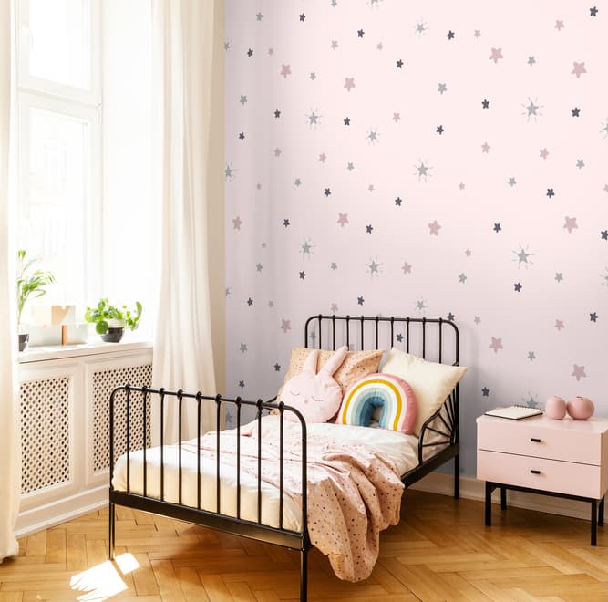 Soft Colorful Shining View Stars for Nursery Wallpaper Mural