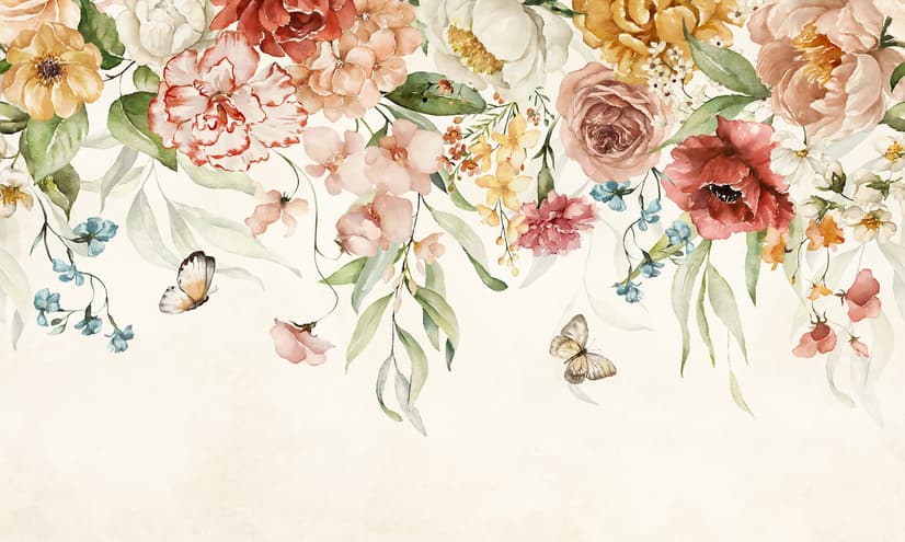 Summer Floral Colorful Watercolor Blossom Wallpaper Mural