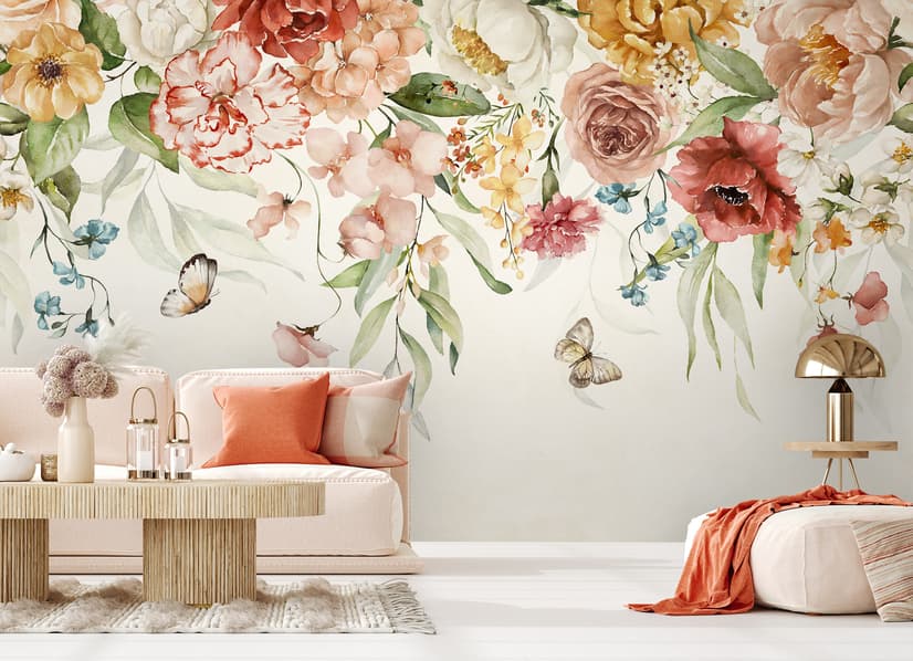 Summer Floral Colorful Watercolor Blossom Wallpaper Mural